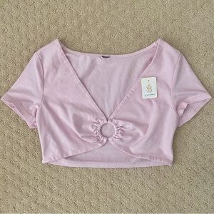 thrifted baby pink crop top